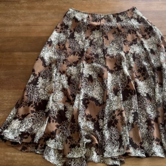 Christopher & Banks Midi Skirt Size 6 Floral Pattern A-Line Side Zip w/Liner - Picture 1 of 8